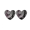 Heart Acrylic Printed Stud Earrings for Women EJEW-G418-01D-4