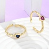 Brass Micro Pave Cubic Zirconia Cuff Rings RJEW-M138-11G-1