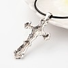 Crucifix Cross Tibetan Style Alloy Pendant Necklaces NJEW-F197-23-3