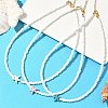 3Pcs 3 Colors Dyed Synthetic Turquoise Starfish & Glass Seed Beaded Necklaces NJEW-JN05330-1