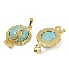 Synthetic Turquoise Flat Round Shaped Brass Pendants KK-F887-03G-28-2