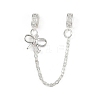 Brass Pave Clear Cubic Zirconia European Safety Chains with Charms KK-L236-15B-S-1