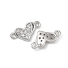 SHEGRACE Brass Micro Pave Clear Cubic Zirconia Connector Charms XGRQ3P860-597P-2