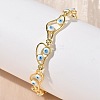 Brass Enamel Flat Round Evil Eye Link Chain Bracelets for Women BJEW-G764-01G-03-1