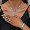 Teardrop Brass Rhinestone Necklaces & Link Bracelets & Stud Earring Sets FS-WGE0FD5-03-3