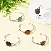 Natural Mixed Stone Flat Round Brass Cuff Bangles for Women BJEW-JB14353-1