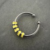 304 Stainless Steel Enamel Disc Beaded Adjustable Open Rings FS-WGAD8B0-08-1