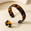 Leopard Print Acrylic Cuff Bangle & Finger Rings Sets for Women FS-WG722C5-01-1