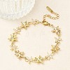 304 Stainless Steel Pave Clear Cubic Zirconia Link Chain Bracelets for Women BJEW-A169-11G-1