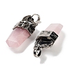 Natural Rose Quartz Faceted Sword Pendants G-Q163-01AS-06-2