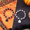 2Pcs Halloween Alloy Enamel Charm Bracelets BJEW-JB12106-1