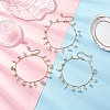 3Pcs 3 Styles Natural Aquamarine & White Moonstone & Green Aventurine Chip & Round Shell Pearl Cross Tassel Anklets AJEW-AN00716-1