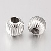 Round 925 Sterling Silver Corrugated Spacer Beads STER-I005-14P-2