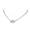 304 Stainless Steel Oval Screw Carabiner Lock Pendant Textured Paperclip Chain Necklaces NJEW-JN06576-01-2