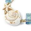 3Pcs Natural Shell & Quartz & Aquamarine Braided Bead Bracelets for Women BJEW-TA00576-4