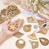   32Pcs Set 16 Styles Laser Cut Wooden Hollow Big Pendants FIND-PH0006-97-7