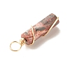 Natural Leopard Skin Jasper Pendants PALLOY-JF01453-04-5