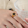 Natural Tiger Eye & 304 Stainless Steel Finger Rings WGF96AF-04-1