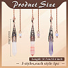 3Pcs Cone Natural Rose Quartz & Amethyst & Malaysia Jade & Cherry Quartz Glass Dowsing Pendulums PALLOY-MA00007-2