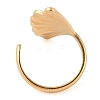 Ion Plating(IP) 304 Stainless Steel Leaf Open Cuff Rings for Women RJEW-Z057-05G-3