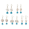 5Pair Shell Glass Dangle Earrings EJEW-MZ00424-2