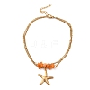 Dyed Natural Shell Chips Charms Anklet AJEW-G049-01G-2