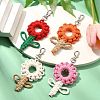 Flowers Woven Cotton Thread Pendant Decorations HJEW-JM02452-2