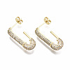 Brass Micro Pave Clear Cubic Zirconia Half Hoop Earrings EJEW-T046-19G-NF-2