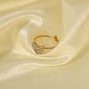 Stainless Steel Rhinestone Heart Cuff Rings for Women VM2670-1-1