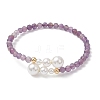 Natural Amethyst Beaded Cuff Bangles BJEW-JB13326-02-2