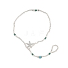 Alloy Crystal Rhinestone Starfish Round Glass Seed Beaded Stretch Toe Ring Anklets for Women AJEW-K052-01-2