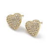 Heart Brass Cubic Zirconia Ear Studs for Women Men EJEW-K245-01G-2