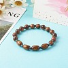 Spray Painted Natural Maple Wood & Waxed Wooden Beaded Bracelets Sets BJEW-JB06362-5