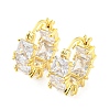 Clear Cubic Zirconia Square Hoop Earrings EJEW-A026-01G-1
