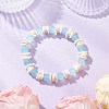 Transparent Glass Round Beads & Natural White Shell & Wood Beads Stretch Bracelets for Men Women BJEW-JB11846-02-1