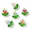Glass Flower Pendants PALLOY-CJ00038-7