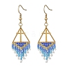 Glass Beads Braided Dangle Earrings EJEW-MZ00786-01-3