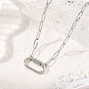 304 Stainless Steel Oval Screw Carabiner Lock Pendant Textured Paperclip Chain Necklaces NJEW-JN06576-01-1