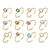 Rectangle Brass Micro Pave Cubic Zirconia Cuff Rings RJEW-Z111-04G-2