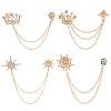 4Pcs 4 Styles Rhinestone Crown & Star Hanging Chain Brooch JEWB-OC0001-09-1
