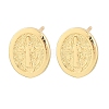 Religion Brass Stud Earrings EJEW-F405-23F-G-2