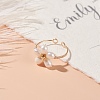 Flower Copper Wire Wrapped Pearl Finger Rings RJEW-TA00027-2