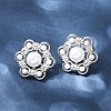 Flower Brass ABS Imitation Pearl Stud Earrings EJEW-M082-09P-1