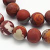 Frosted Round Natural Red Picture Jasper Beads Strands G-N0166-70-6mm-2