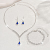 Alloy Rhinestone Horse Eye Chain Bracelets & Teardrop Stud Dangle Earring & Pendant Necklaces Sets  FS-WG7ACD4-01-1