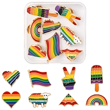 8Pcs 8 Style Rianbow Color Pride Flag Enamel Pins Set JEWB-YW0001-01