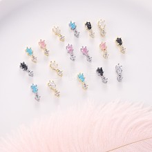 Chinese lute Shape Brass Micro Pave Clear Cubic Zirconia Nail Gems Set MRMJ-T015-40-M