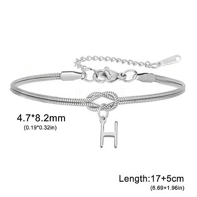 304 Stainless Steel Initial Charm Bracelets FS-WGD8E41-21-1