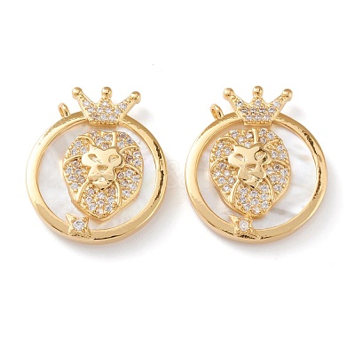Real 18K Gold Plated Brass Micro Pave Clear Cubic Zirconia Pendants ZIRC-J039-14G-H-1