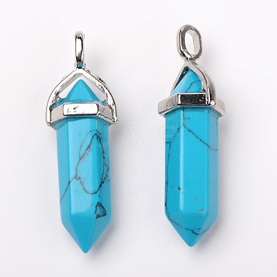 Dyed Synthetic Turquoise Pointed Pendants G-F295-03B-1
